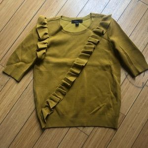 Ann Taylor Chartreuse Ruffle Sweater